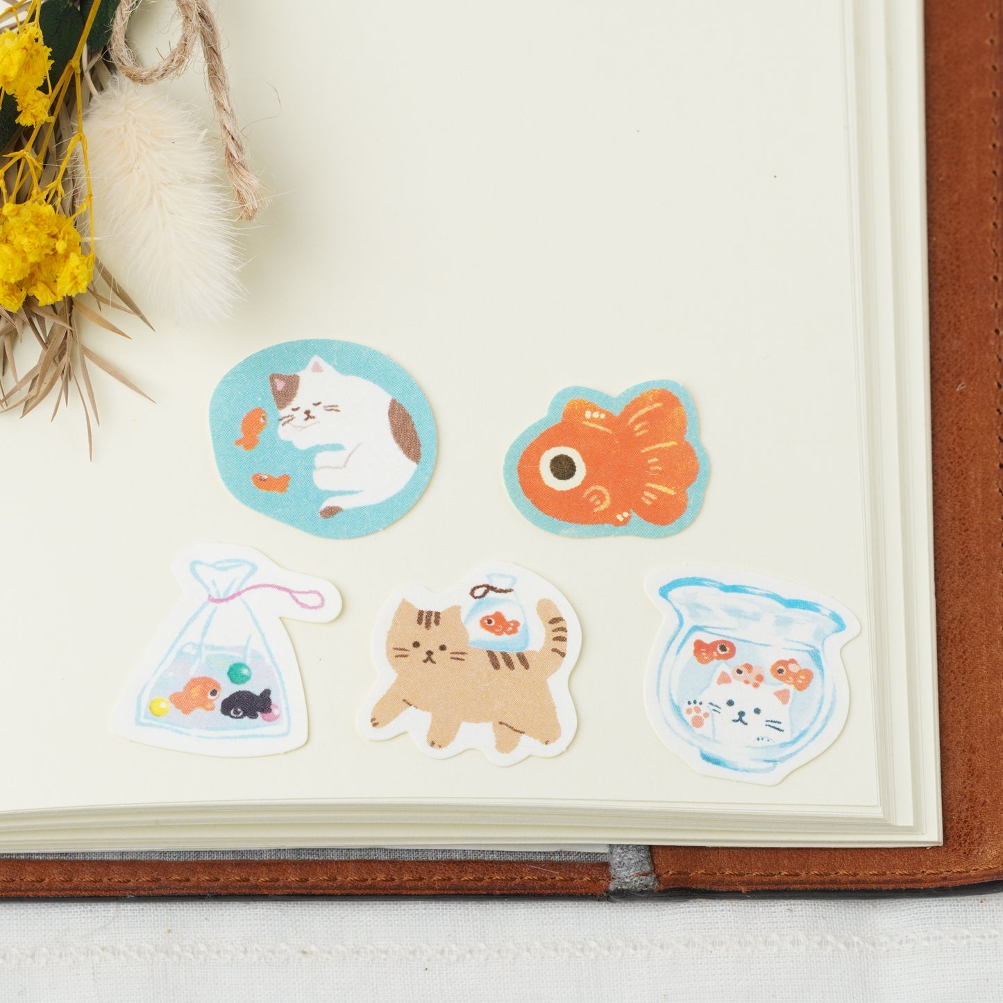 Washi Flake Stickers - Summer Limited Edition Cat and Goldfish