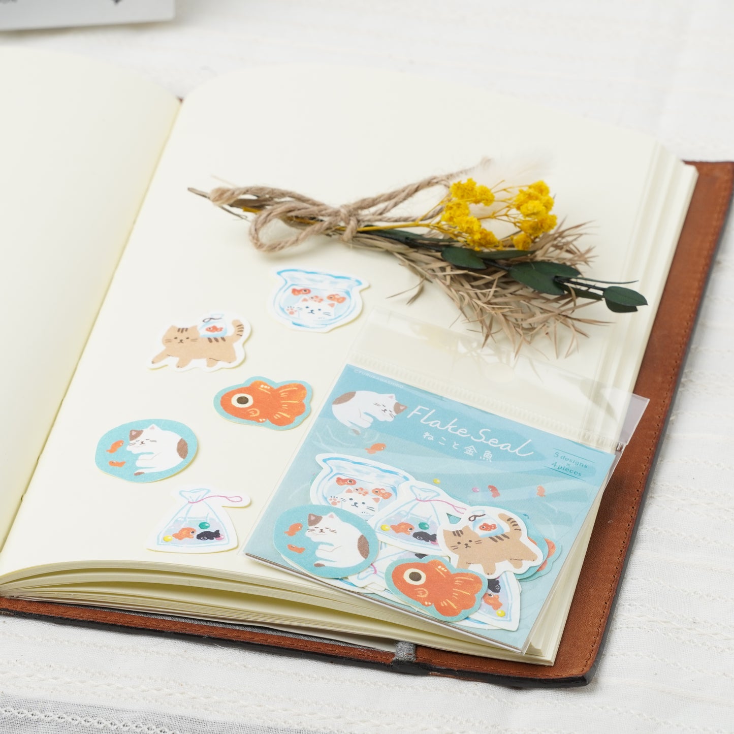 Washi Flake Stickers - Summer Limited Edition Cat and Goldfish