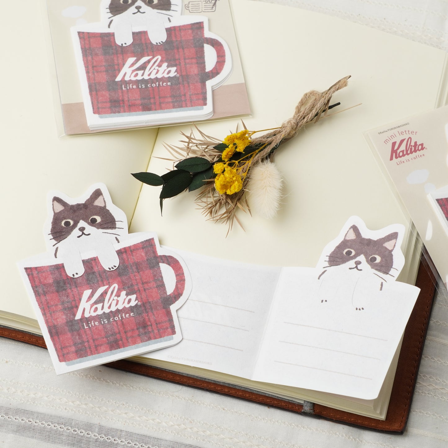Kalita Collaboration Mini Letter Set - Coffee Cup Design with Cat Seal