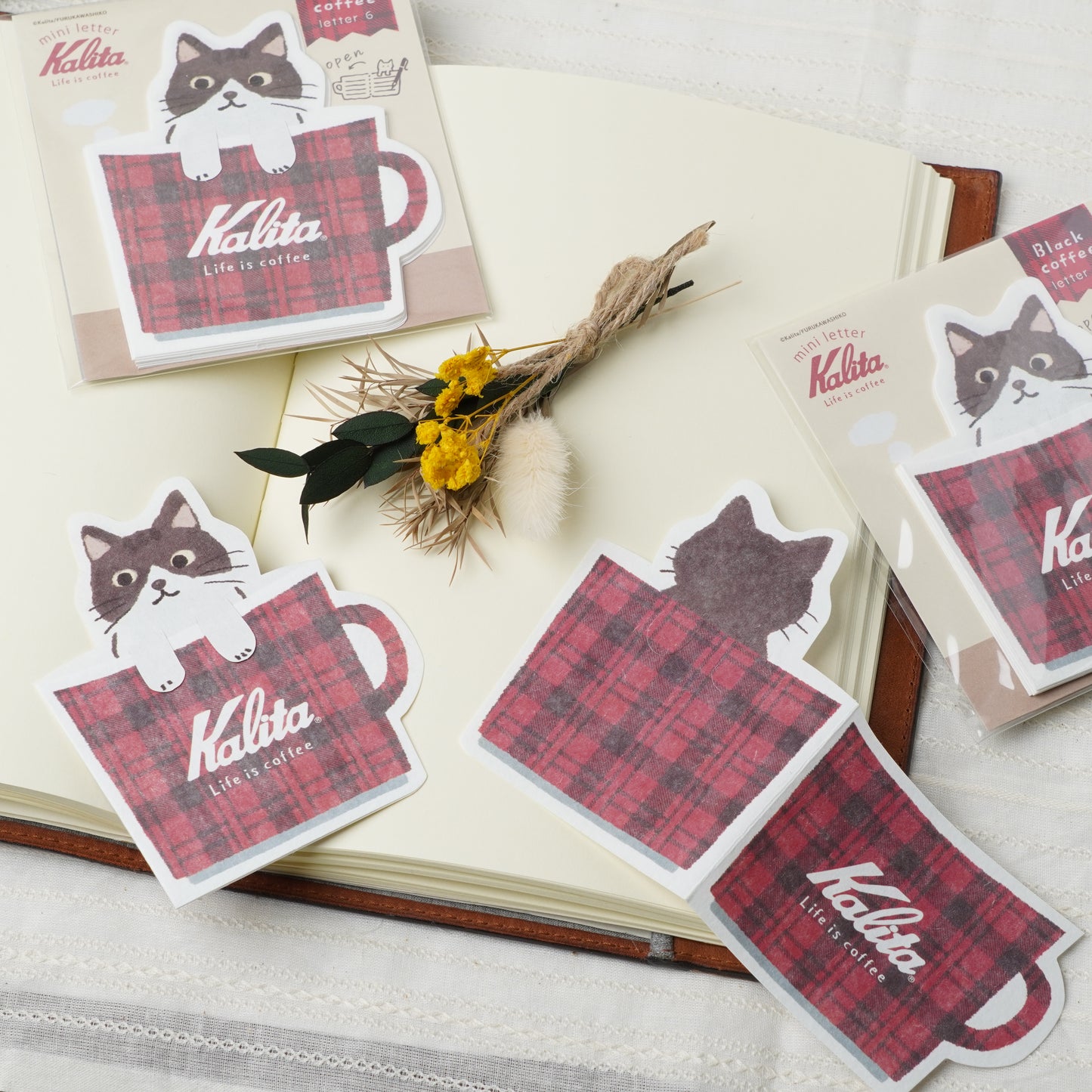 Kalita Collaboration Mini Letter Set - Coffee Cup Design with Cat Seal