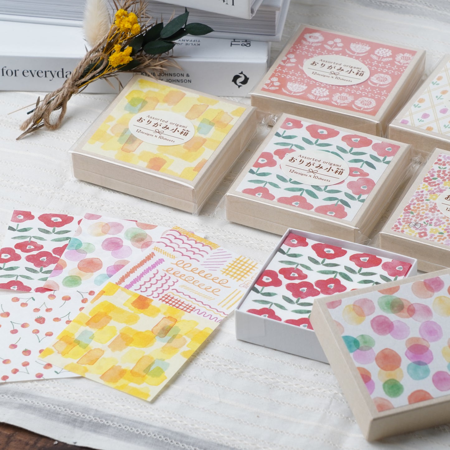 Mini Origami Paper Set Warm Color - 120 Sheets in Box