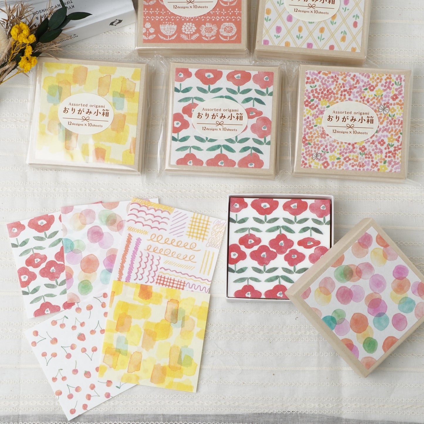 Mini Origami Paper Set Warm Color - 120 Sheets in Box
