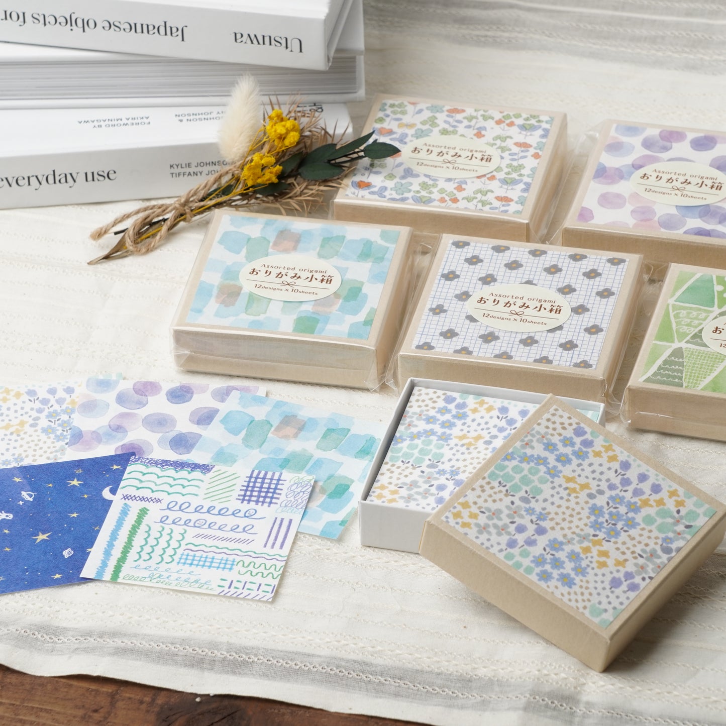 Mini Origami Paper Set Cool Color - 120 Sheets in Gift Box