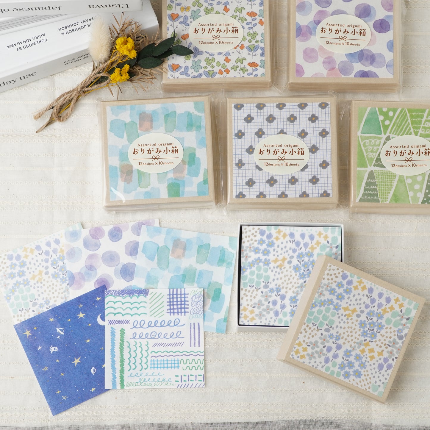 Mini Origami Paper Set Cool Color - 120 Sheets in Gift Box
