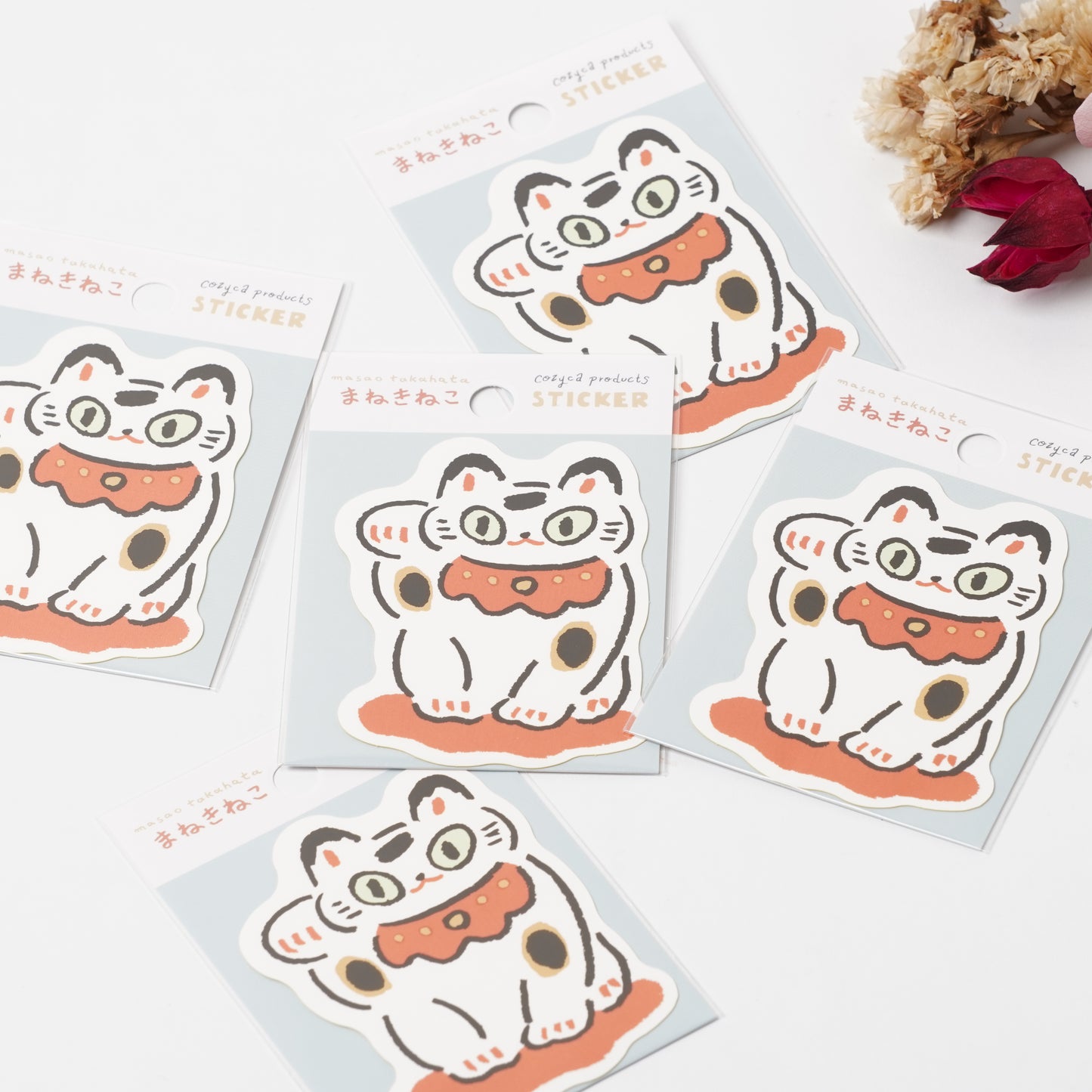 Maneki Neko Waterproof Sticker - Masao Takahata | cozyca products