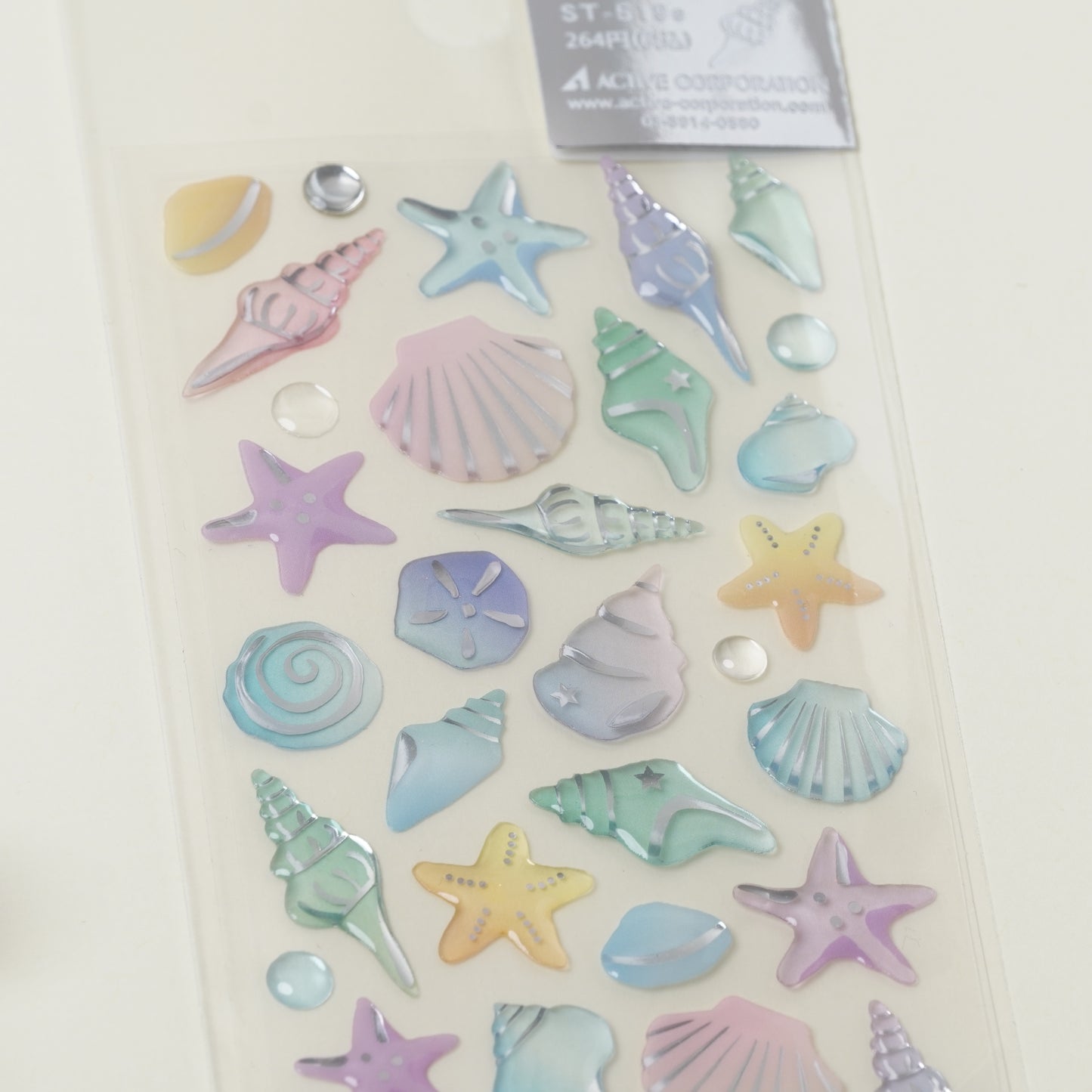 Epoxy Drop Stickers - Summer Shell Motif