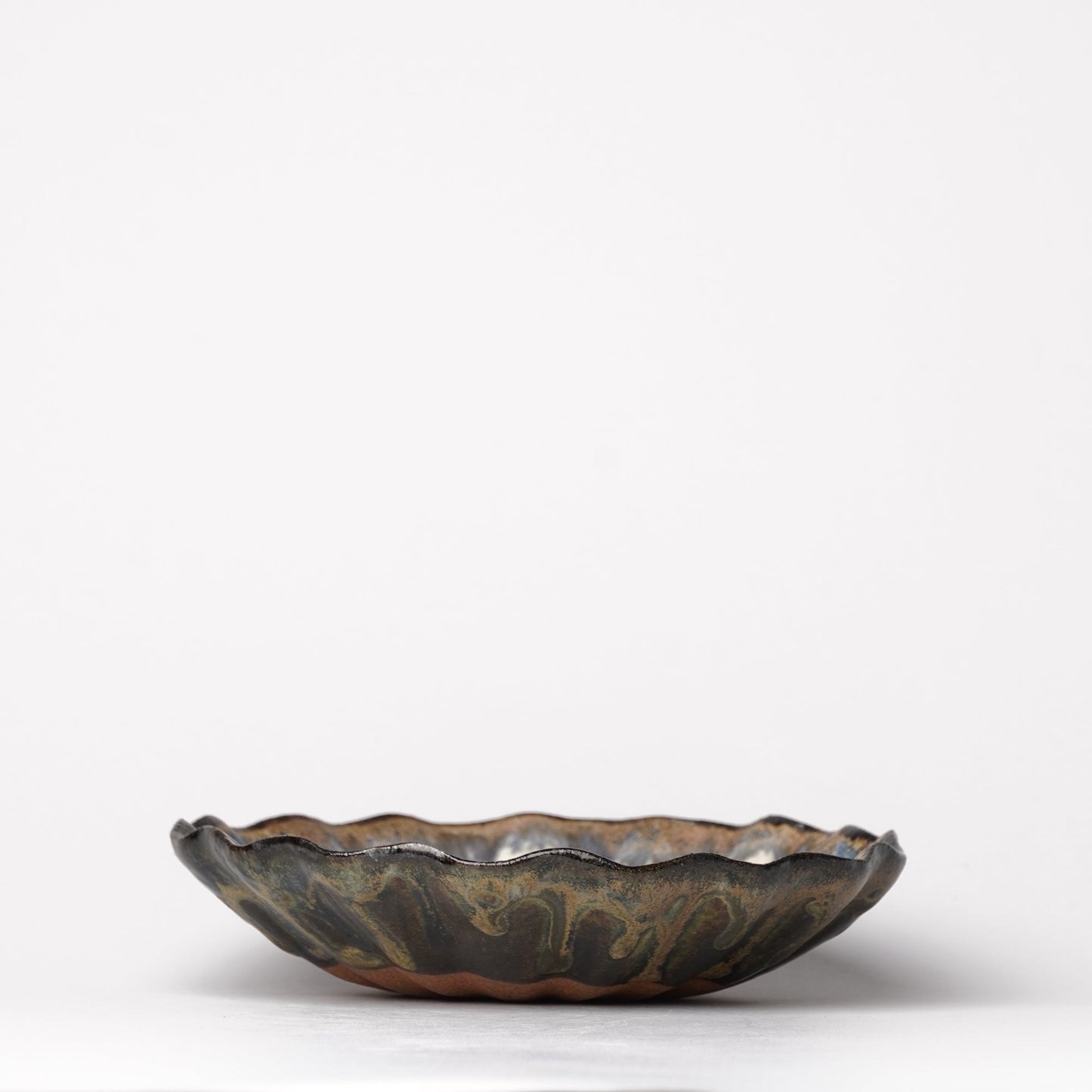 Nobuhito Nakaoka Colored Ash Glaze Flower Shaped Plate M
