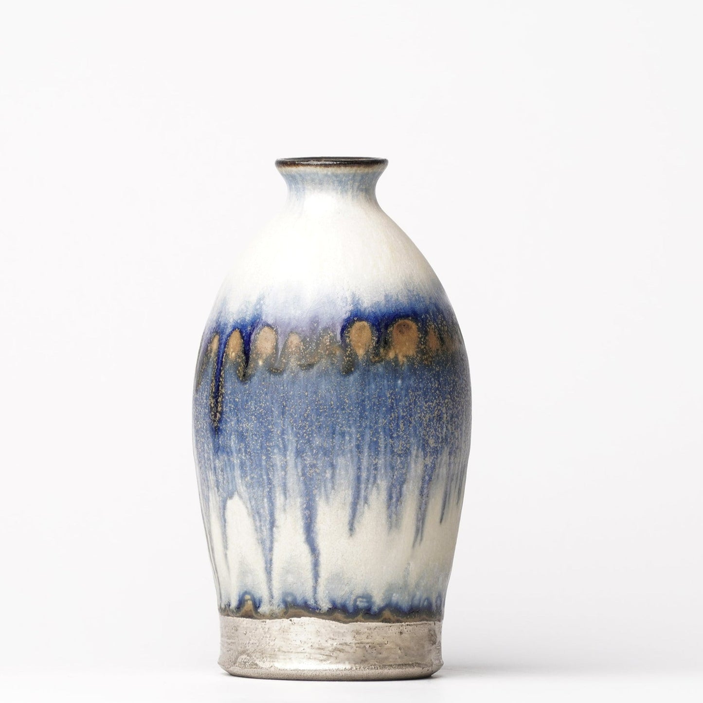Nobuhito Nakaoka Colored Ash Glaze Vase with Silver
