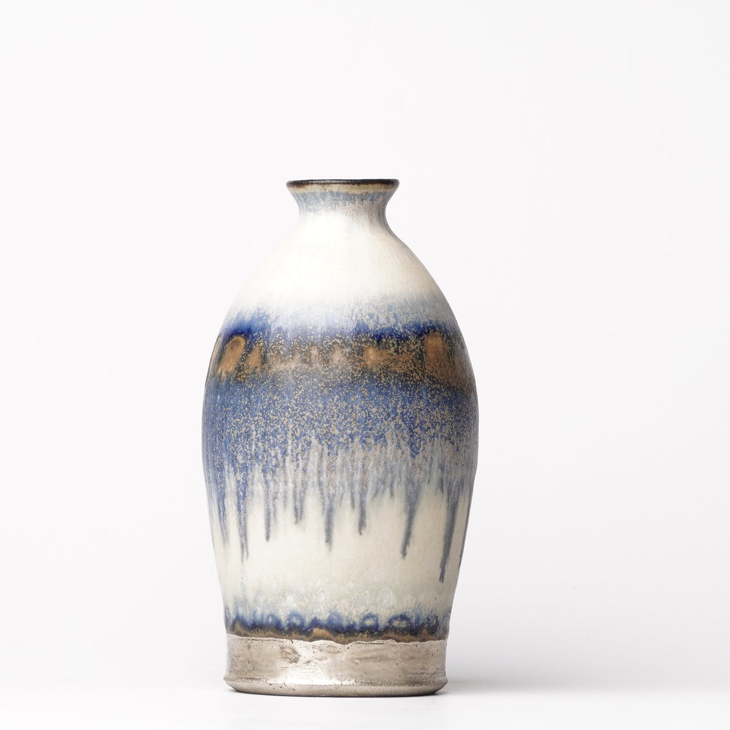 Nobuhito Nakaoka Colored Ash Glaze Vase with Silver