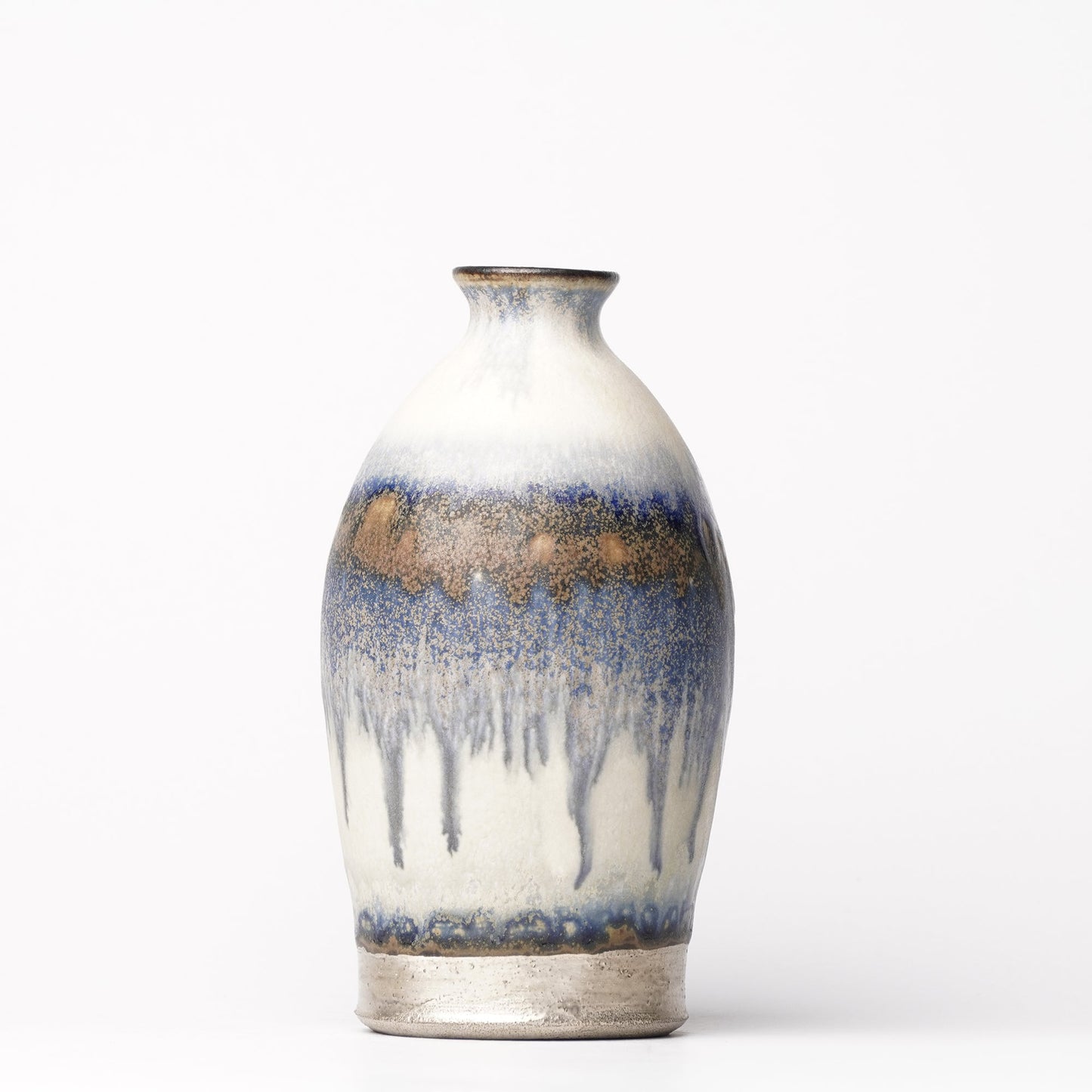 Nobuhito Nakaoka Colored Ash Glaze Vase with Silver