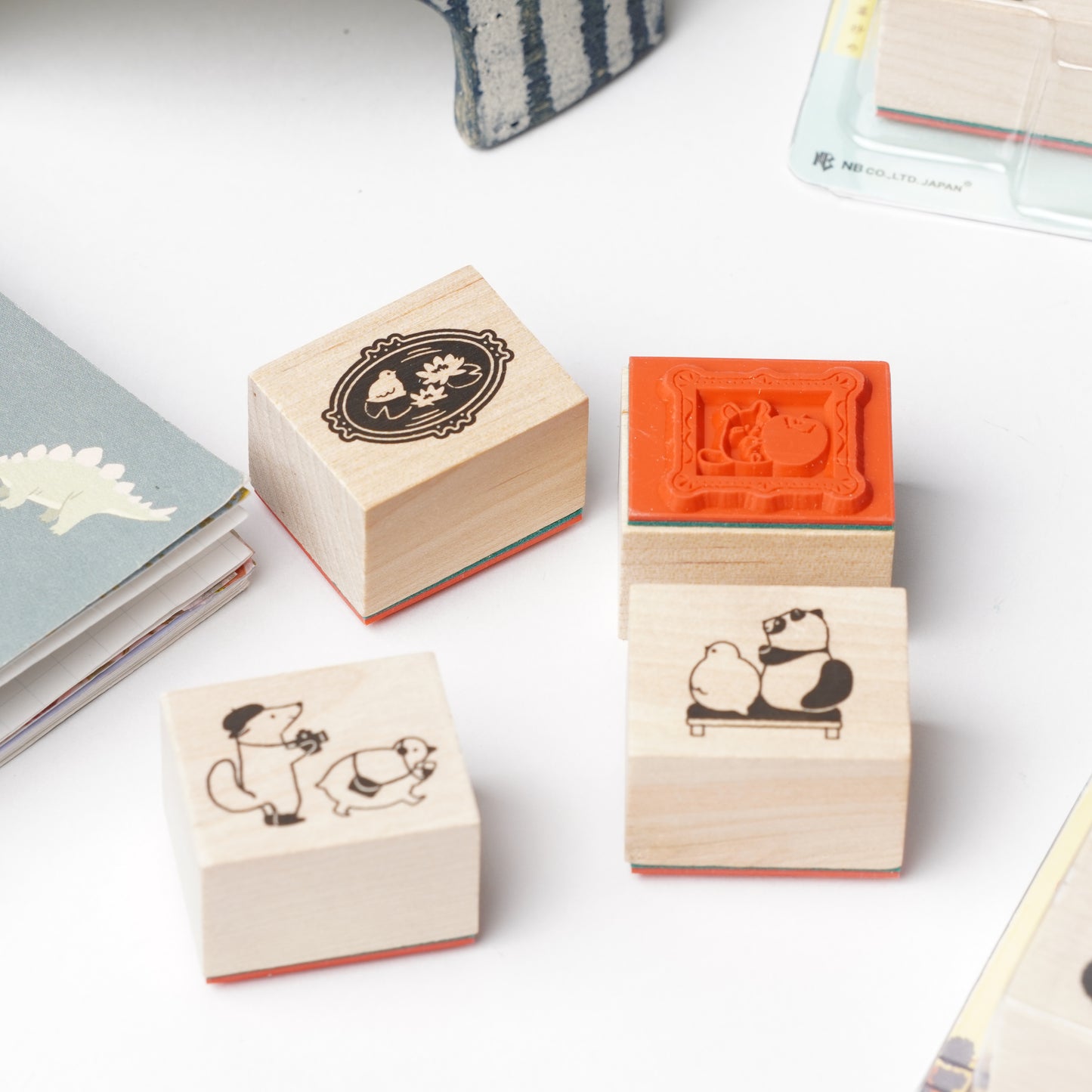 Wooden Stamp Set of 4 - Yamanohacho Neighborhood Animals Museum Visit