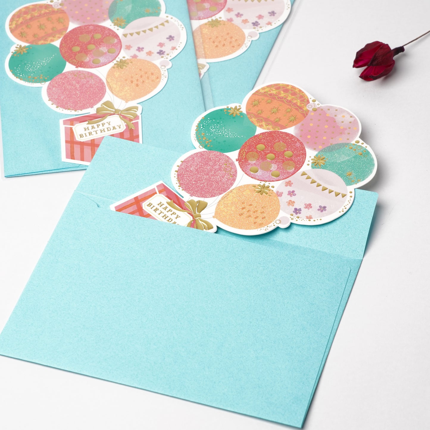 Die-Cut Birthday Balloons & Gift Card | Glitter, Foil & Embossed