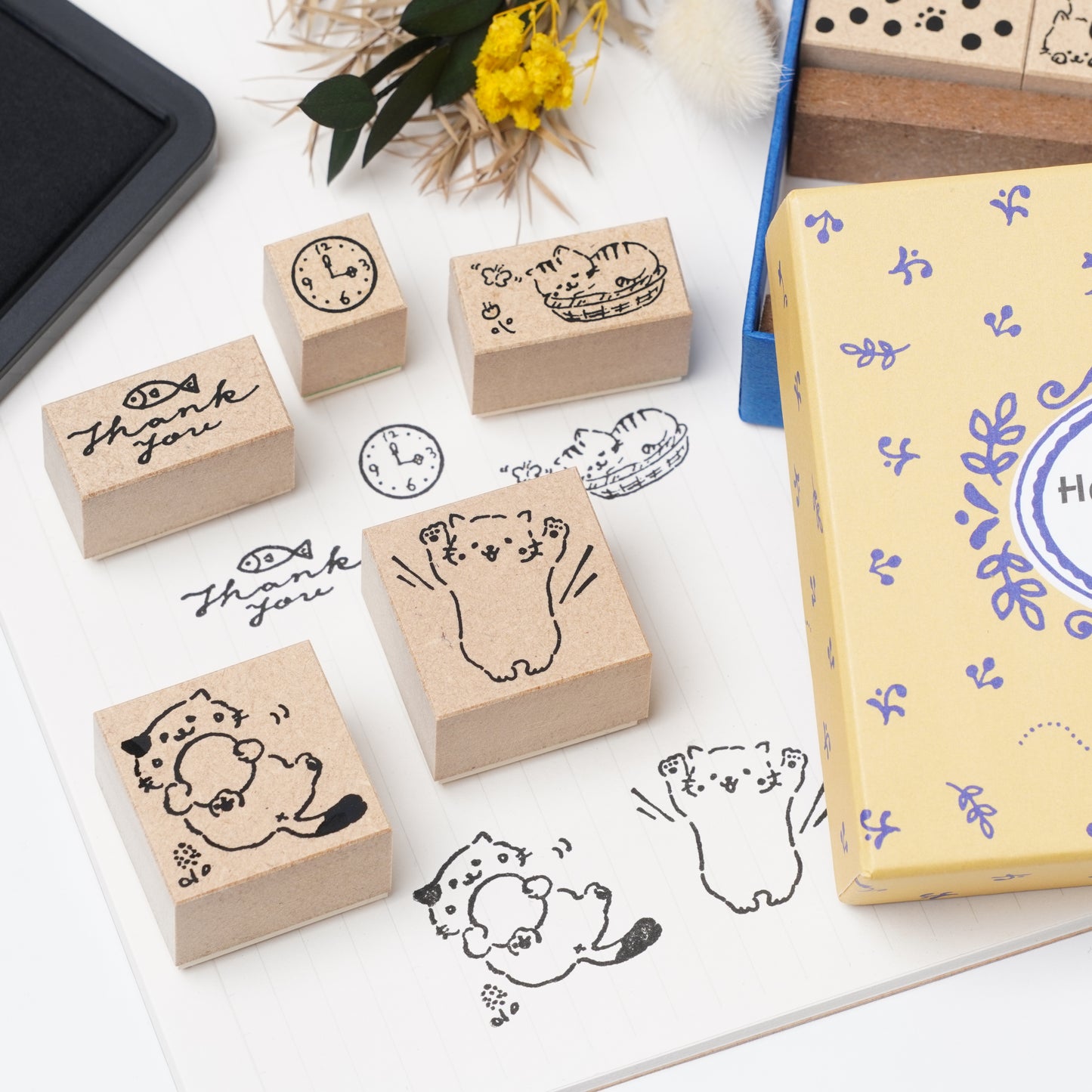 Cute Cat Rubber Stamp Set - "Yuru Neko" Kittens