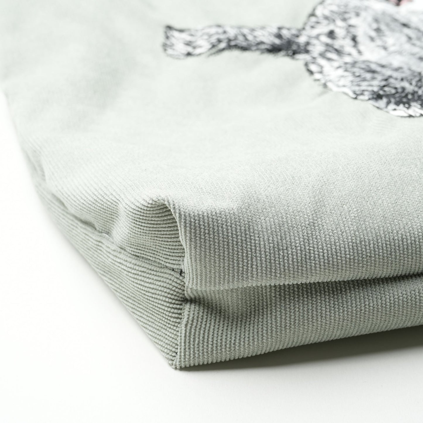 Cat embroidery tote bag corduroy bag I.GREY