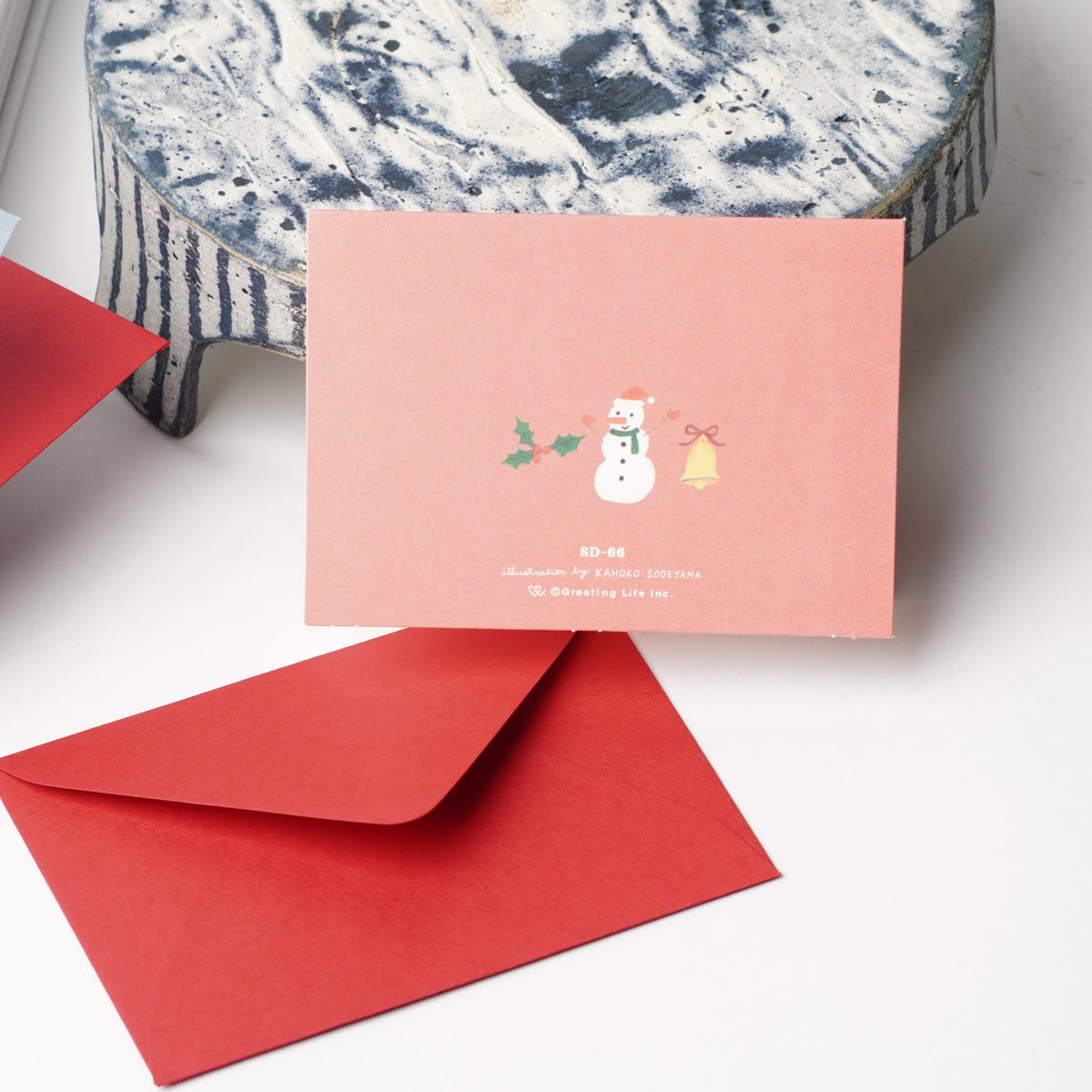 Cat Christmas Mini Card by Kahoko Sodeyama - Coral