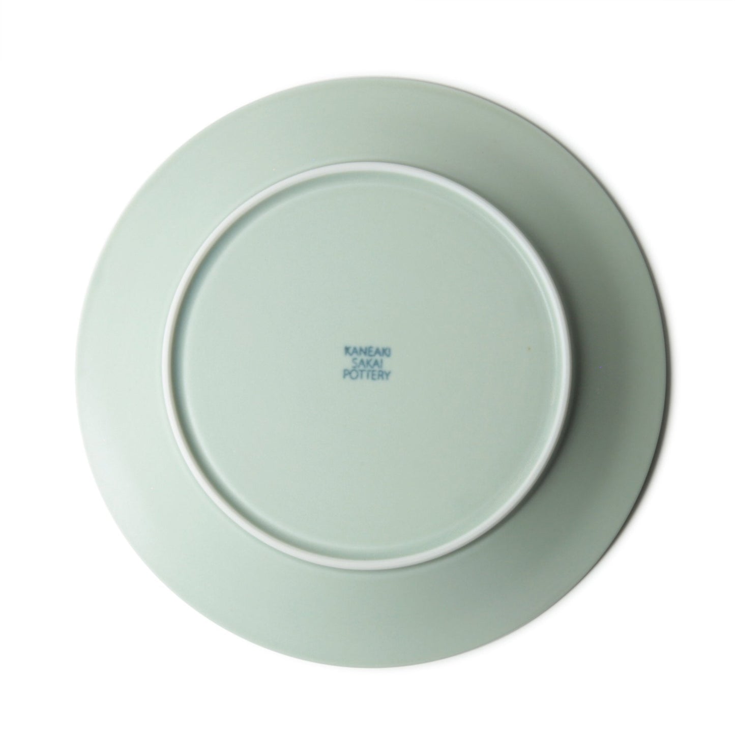 KANEAKI SAKAI POTTERY flat 7 plate pale blue