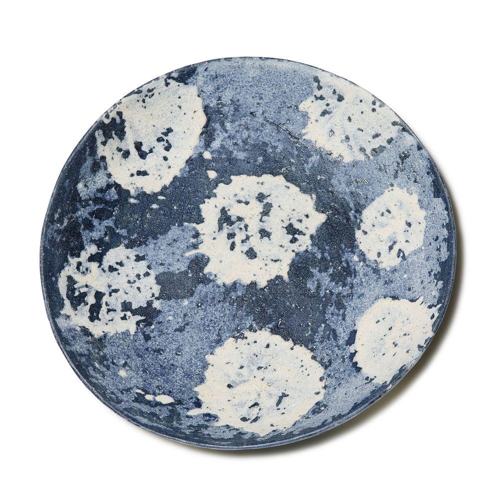 Nobuko Konno Large Round Plate Spot Blue