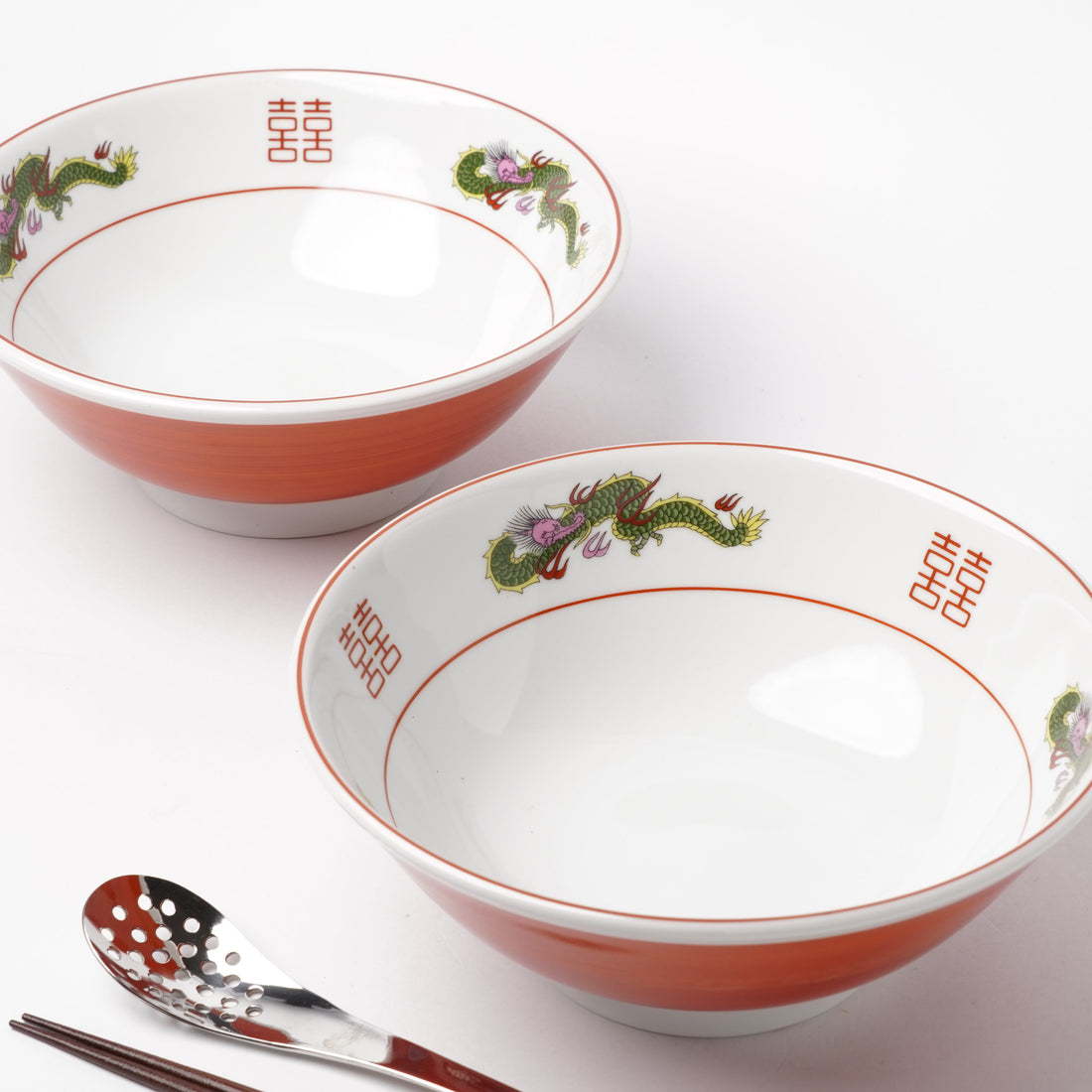 Mitsuryu Large Ramen Bowl – Classic Red Rim