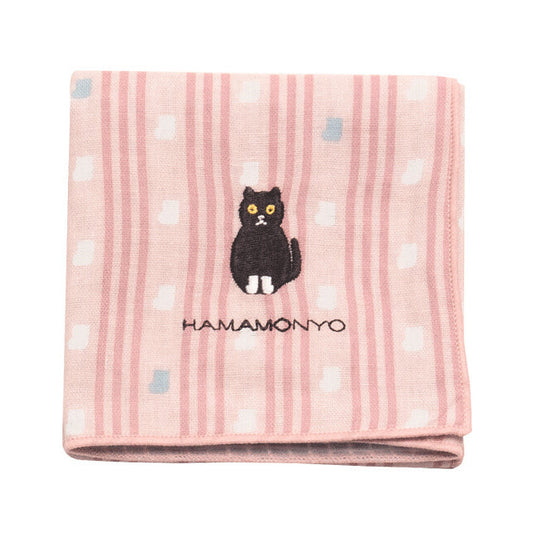 HAMAMONYO Reversible Gauze Handkerchief - Trio Stripe & Socks Cat