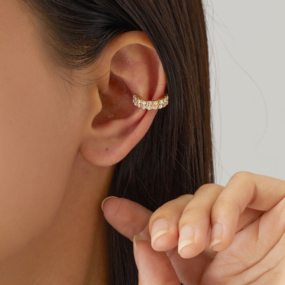 Double Row Rhinestone Ear Cuff - Nickel Free