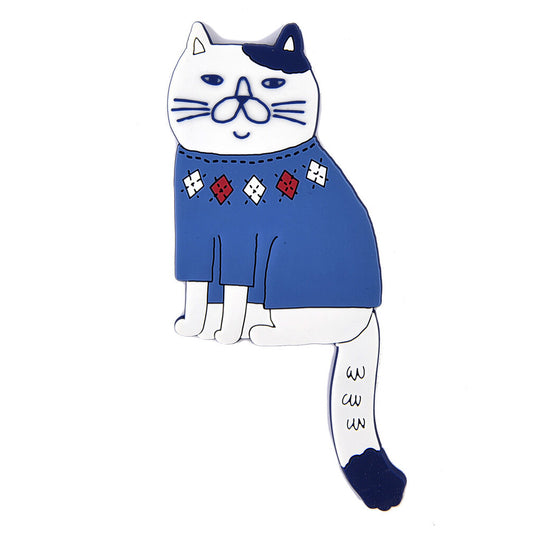 Kusuguru Character Magnet Hook - Nekozegawa-san Blue