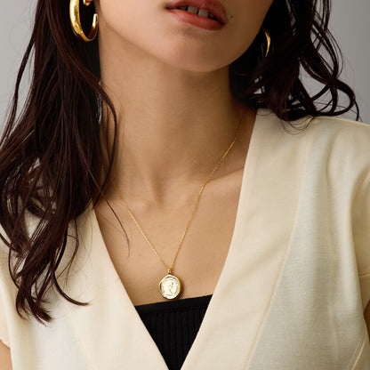 Coin Necklace - Nickel-Free Melting Coin Pendant, Sealing Stamp Design