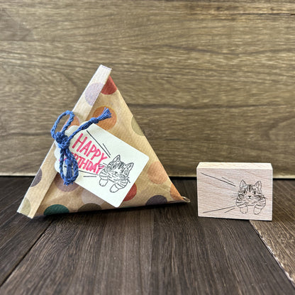 Wooden Stamp - Speech Bubble Cat