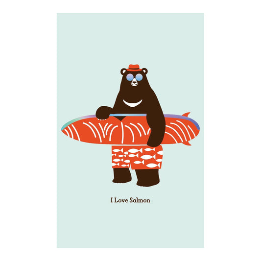 Bear sticker i love salmon