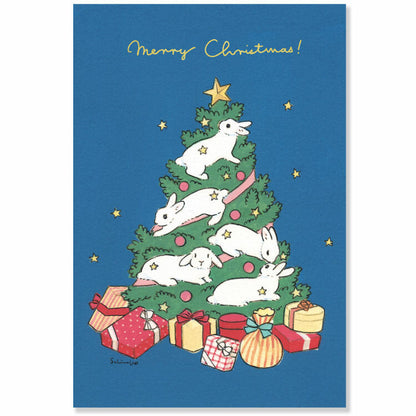 Japanese Christmas Postcard – Cute Holiday Greeting Card, Kawaii Winter Illustration from Japan