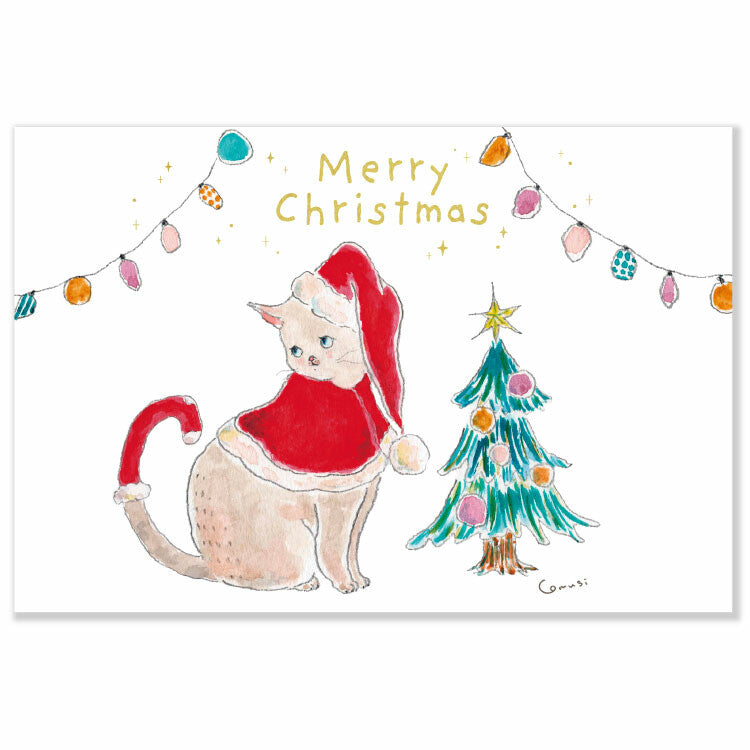 Japanese Christmas Postcard – Cute Holiday Greeting Card, Kawaii Winter Illustration from Japan