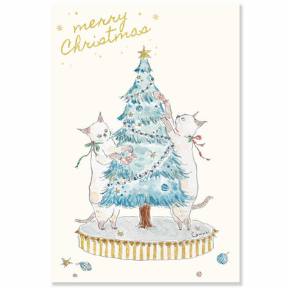Japanese Christmas Postcard – Cute Holiday Greeting Card, Kawaii Winter Illustration from Japan