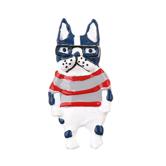 Cat and dog brooch french bulldog