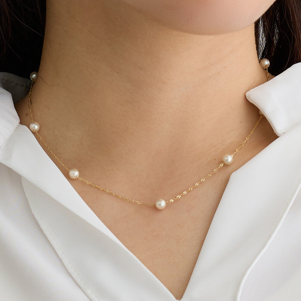 Pearl Station Necklace - Melody Accessory