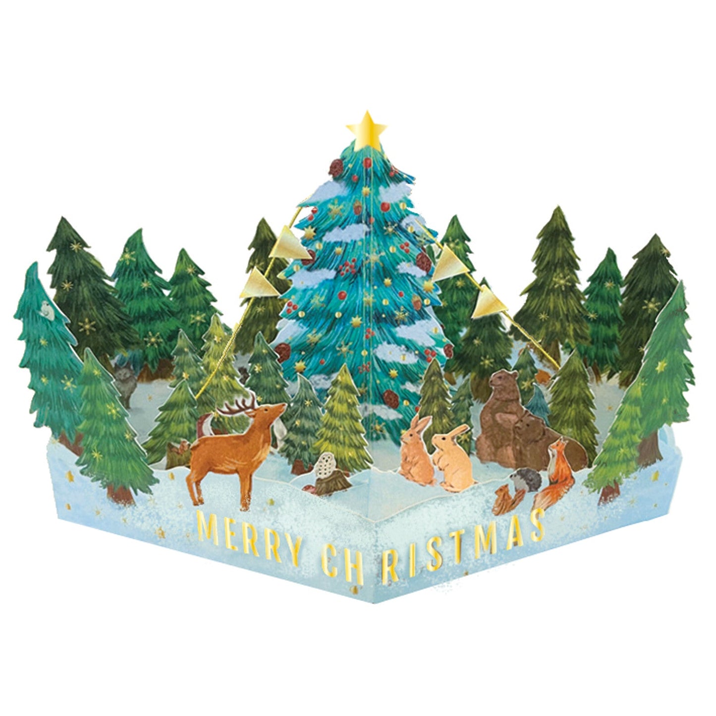 Japanese Christmas Pop-Up Card – Festive Holiday Greeting Card with Tree and Cake Scene