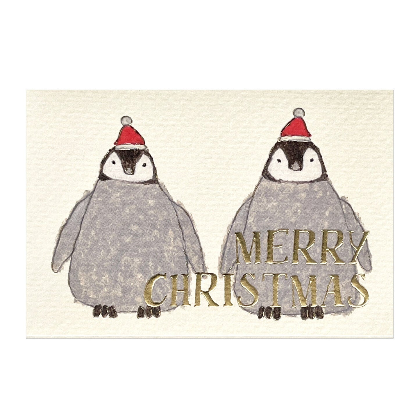 Japanese Mini Christmas Card – Cute Penguin with Santa Hat, Kawaii Holiday Greeting from Japan