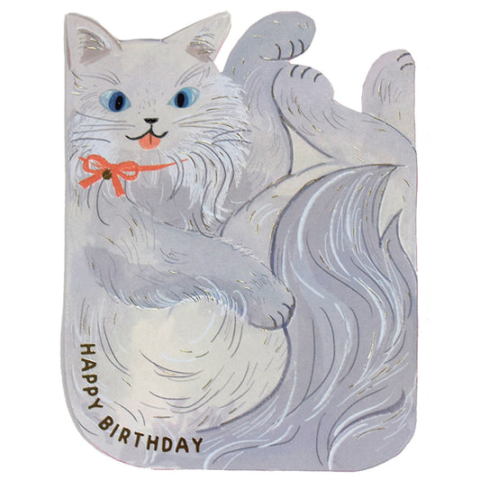 Birthday "Packed Cats" Greeting Card / Grey Cat
