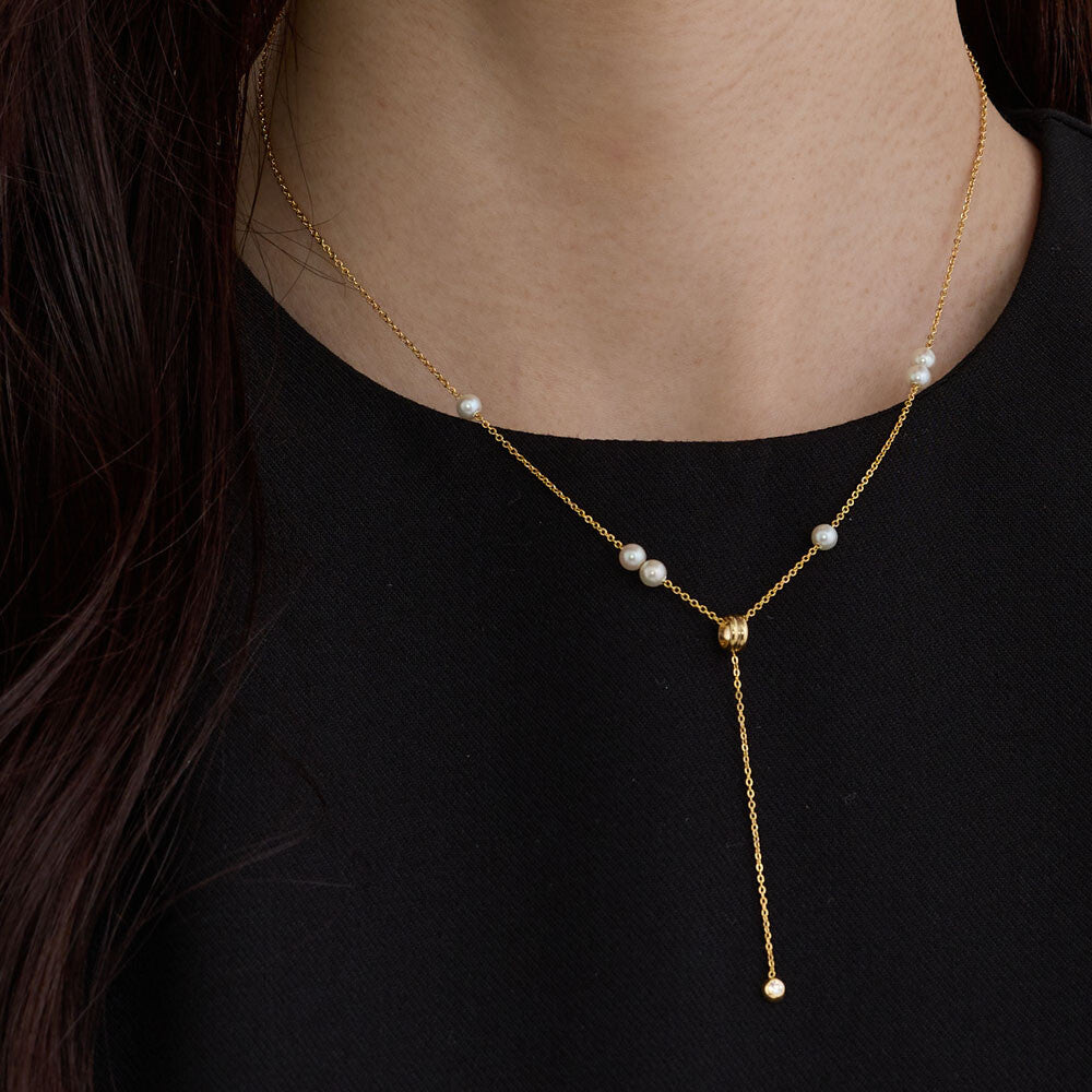 2-Way Long Pearl Necklace - Nickel-Free Asymmetrical Pendant Jewelry