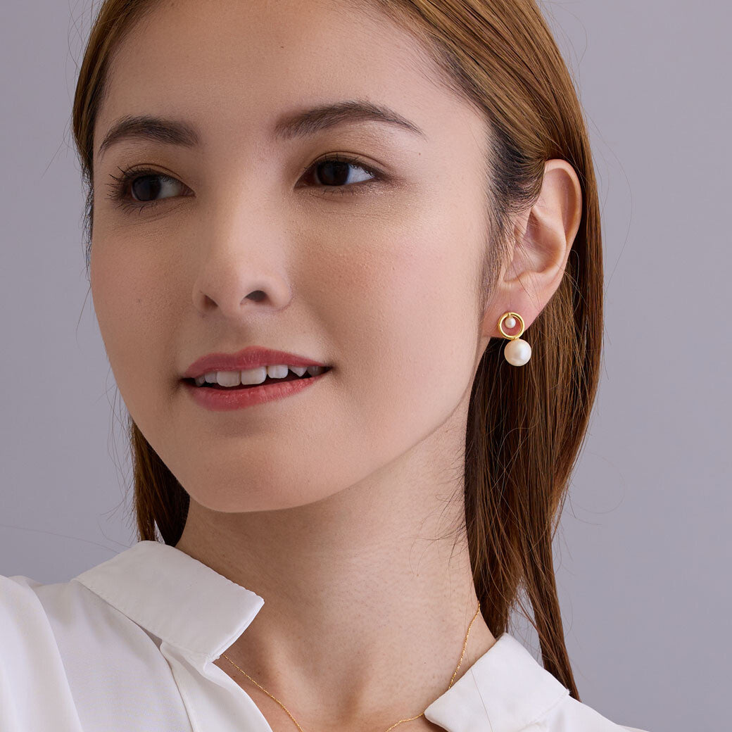 Circle Pearl Pierced Earrings - Melody Accessory