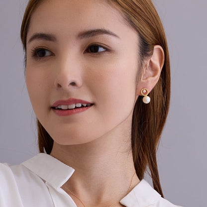 Circle Pearl Pierced Earrings - Melody Accessory