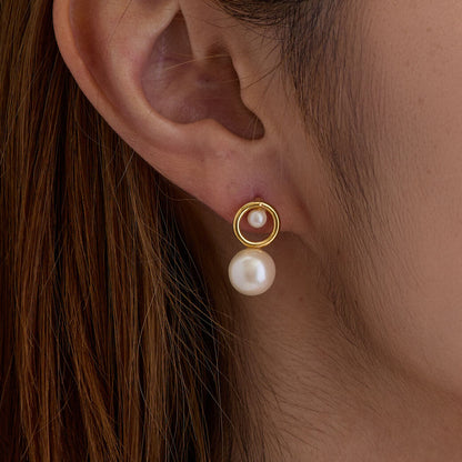 Circle Pearl Pierced Earrings - Melody Accessory