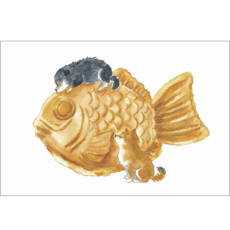 Dog and snacks post cards taiyaki