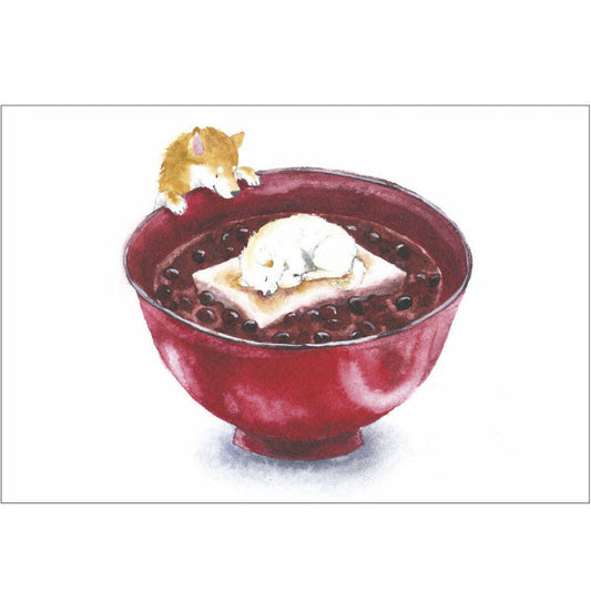 Dog and snacks post card zenzai
