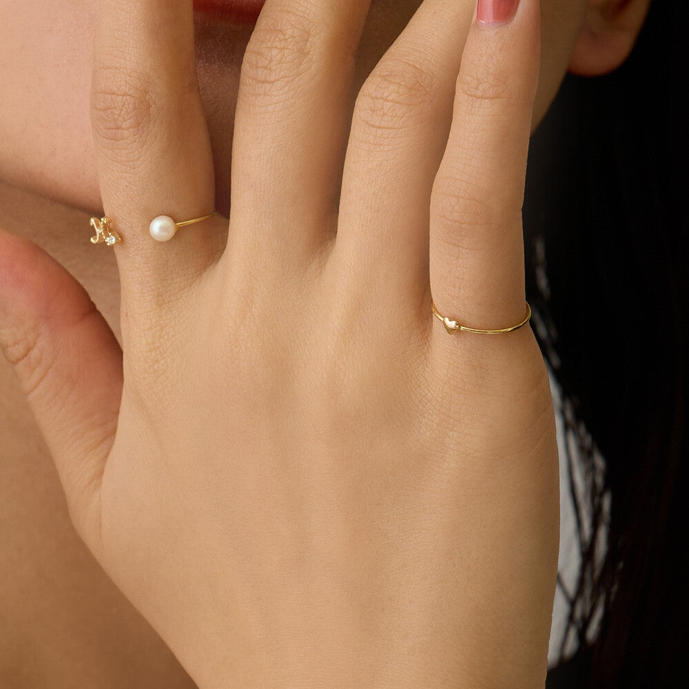 Petite Heart Pinky Ring – K18 Gold Plated Dainty Ring US Size 2