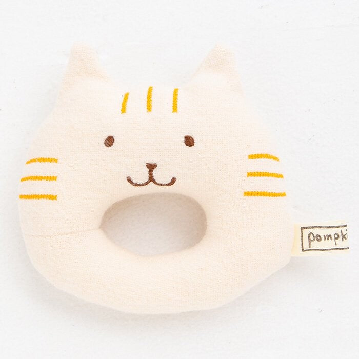 Organic Cotton Baby Rattle Gift - Cat Plush Toy in Gift Bag