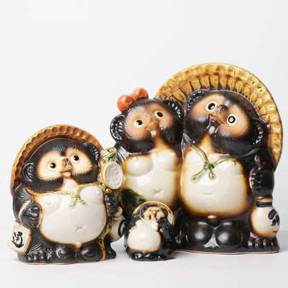 Japanese Tanuki Mini Statue – Shigaraki Ware Raccoon Dog Figurine, Lucky Charm Home Decor