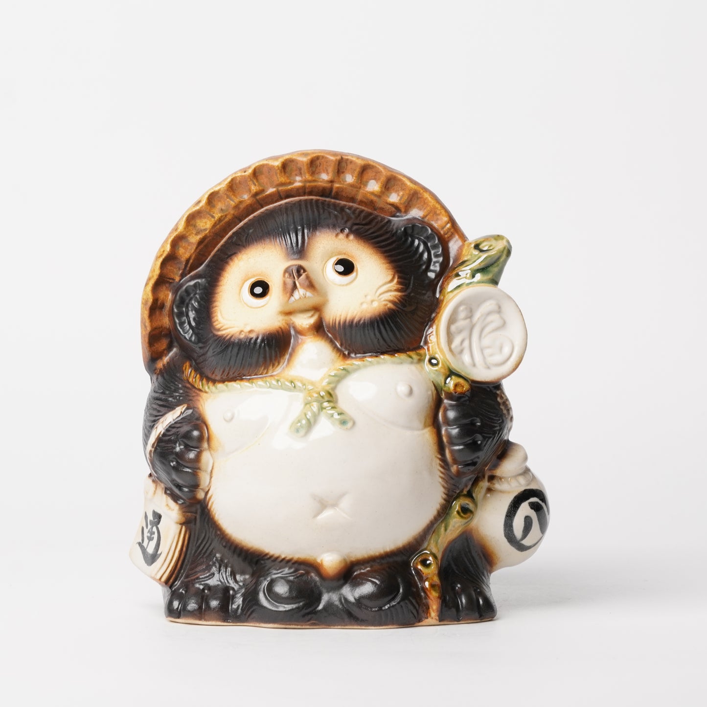 Japanese Tanuki Medium Statue – Shigaraki Ware Raccoon Dog Figurine, Lucky Charm Home Decor