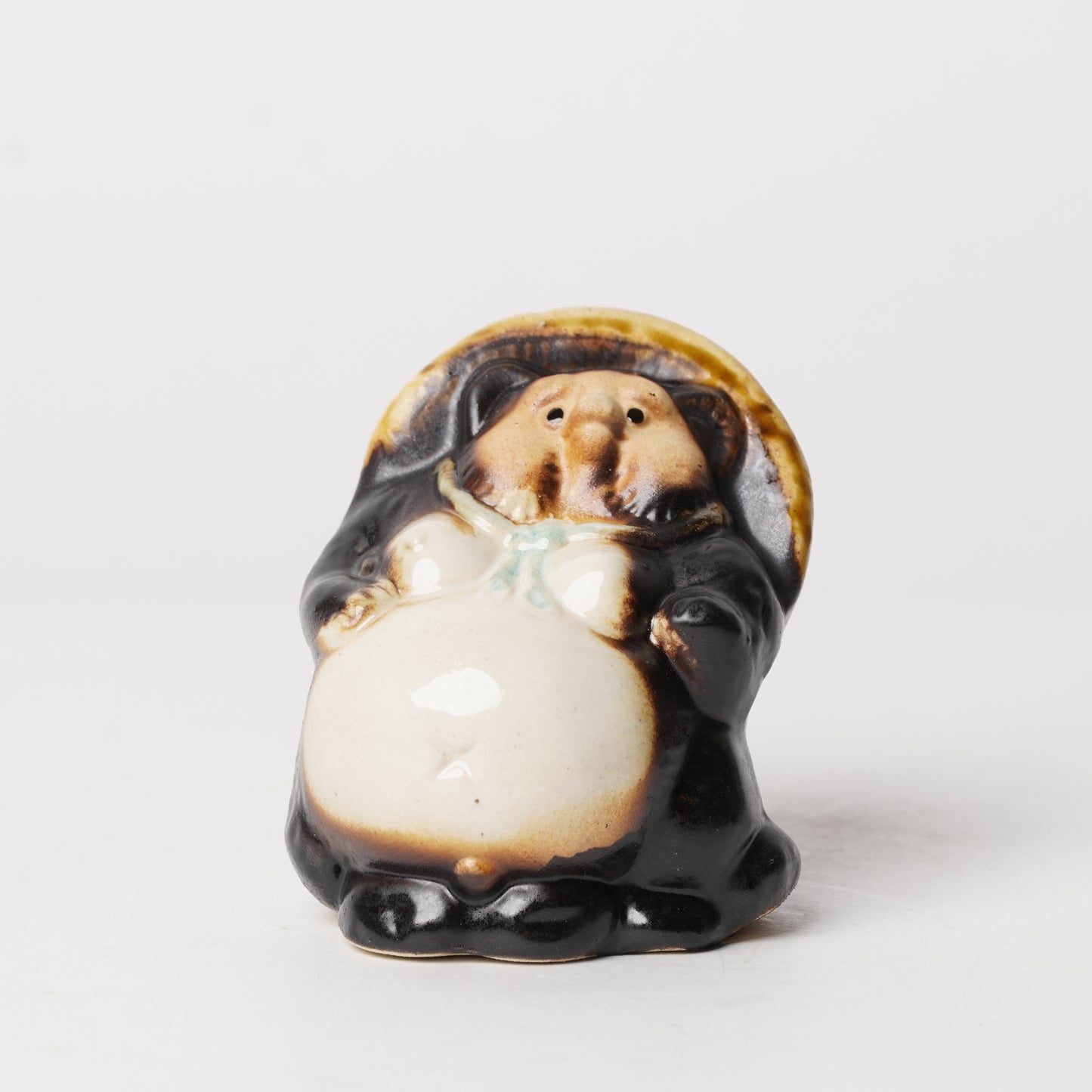 Japanese Tanuki Mini Statue – Shigaraki Ware Raccoon Dog Figurine, Lucky Charm Home Decor