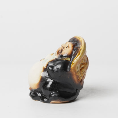 Japanese Tanuki Mini Statue – Shigaraki Ware Raccoon Dog Figurine, Lucky Charm Home Decor