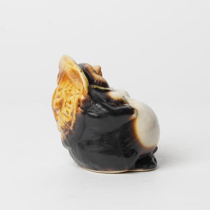 Japanese Tanuki Mini Statue – Shigaraki Ware Raccoon Dog Figurine, Lucky Charm Home Decor