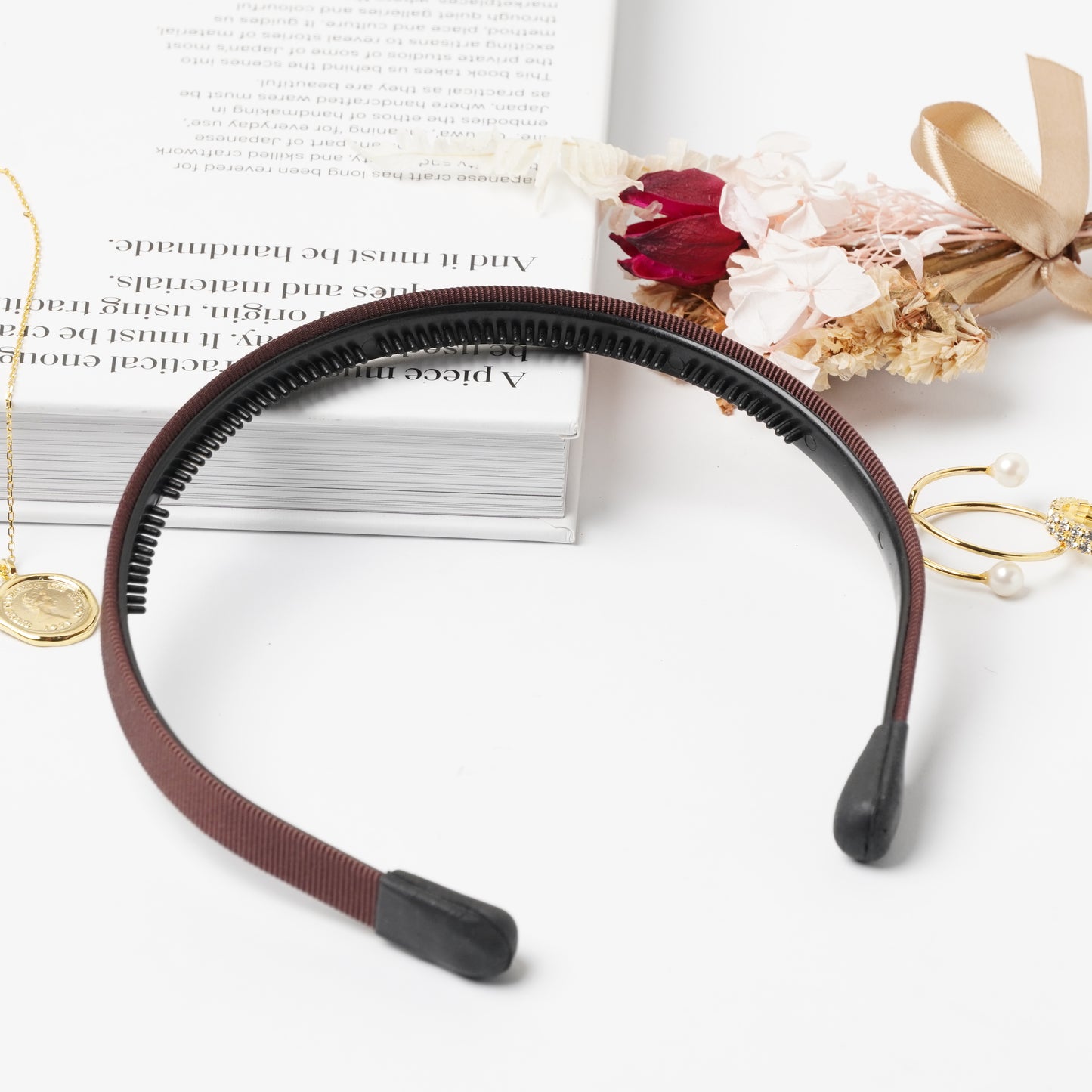 Non-Stress Grosgrain Headband Brown